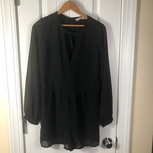 Abercrombie & Fitch Romper Black Size 4 Sheer Sleeves Keyhole Neck Dark Romantic